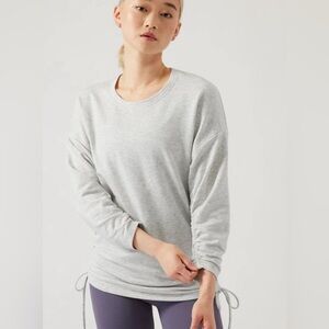 Athleta Lombard Ruched Sweatshirt In Light Gray